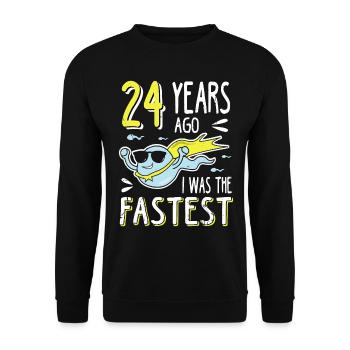 24 Years Ago I Was The Fastest 24. Geburtstag - Unisex Pullover - Schwarz - Vorne - Alina (178cm) & Michal (187cm)