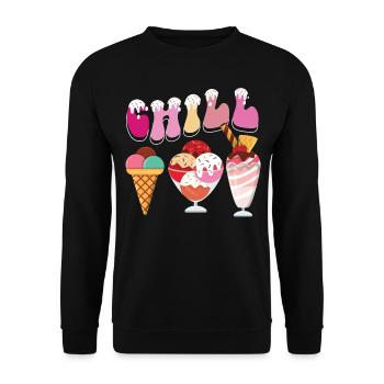 Ice Cream Cone Chill - Unisex Pullover - Schwarz - Vorne - Alina (178cm) & Michal (187cm)