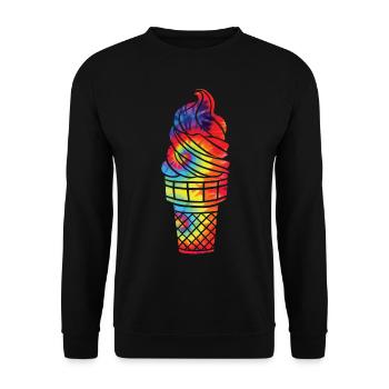 Ice Cream Tie Dye Cone Sundae - Unisex Pullover - Schwarz - Vorne - Alina (178cm) & Michal (187cm)