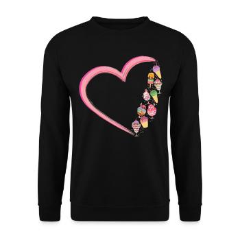 Ice Cream Heart Cone Popsicle - Unisex Pullover - Schwarz - Vorne - Alina (178cm) & Michal (187cm)