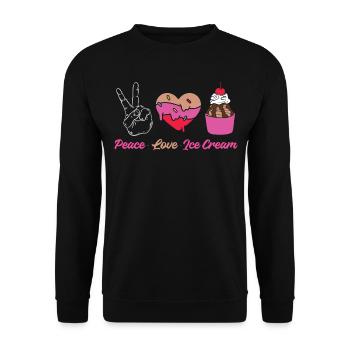 Cône de crème glacée Peace Love Ice - Sweat-shirt Unisexe - noir - Devant - Alina (178cm) & Michal (187cm)