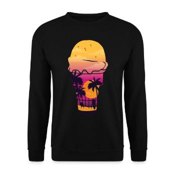 Ice Cream Sunset Beach Cone Sundae - Unisex Pullover - Schwarz - Vorne - Alina (178cm) & Michal (187cm)