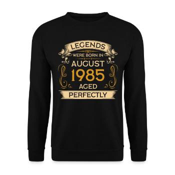 Les légendes d’anniversaire sont nées en août 1985 - Sweat-shirt Unisexe - noir - Devant - Alina (178cm) & Michal (187cm)