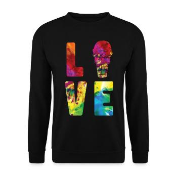 Ice Cream Watercolor Cone Sundae - Unisex Pullover - Schwarz - Vorne - Alina (178cm) & Michal (187cm)