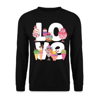 Ice Cream Cone Popsicle Love - Unisex Pullover - Schwarz - Vorne - Alina (178cm) & Michal (187cm)