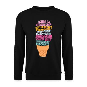 Ice Cream Word Cloud Cone Sundae - Unisex Pullover - Schwarz - Vorne - Alina (178cm) & Michal (187cm)
