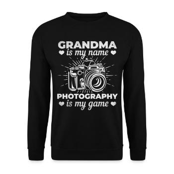 Photographe Grand-mère est mon nom La photographie est mon nom - Sweat-shirt Unisexe - noir - Devant - Alina (178cm) & Michal (187cm)