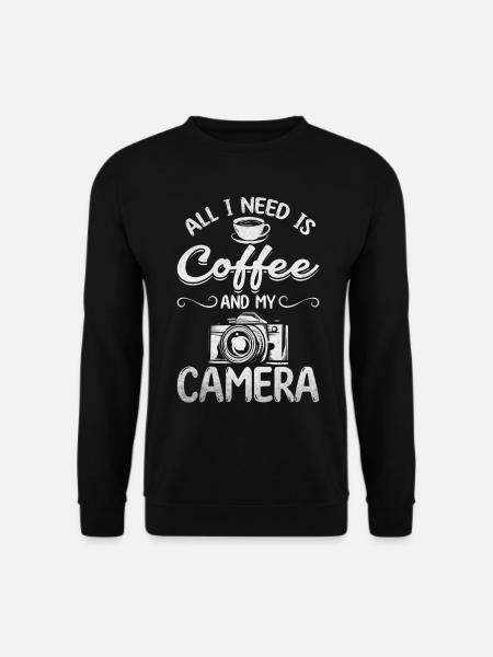 Fotografie Alles was ich brauche ist Kaffee und - Unisex Pullover - Schwarz