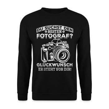 Fotografen Kamera Fotografie Du suchst den besten - Unisex Pullover - Schwarz - Vorne - Alina (178cm) & Michal (187cm)