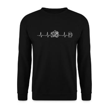 Fotografie Heartbeat Kamerafotograf Heartbeat - Unisex Pullover - Schwarz - Vorne - Alina (178cm) & Michal (187cm)