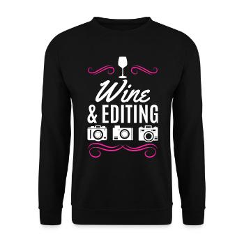 Fotografie Wein & Schnitt Foto Kamerafotograf - Unisex Pullover - Schwarz - Vorne - Alina (178cm) & Michal (187cm)