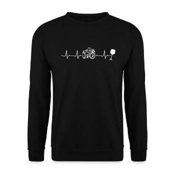 Fotografie Heartbeat Weinkamera Fotograf Heartbeat - Unisex Pullover - Schwarz - Vorne - Alina (178cm) & Michal (187cm)