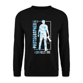 Fotografie Ich bin ein Fotograf Ich kann die Zeit - Unisex Pullover - Schwarz - Vorne - Alina (178cm) & Michal (187cm)