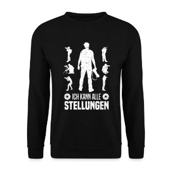 Fotograf: Ich kann alle Positionen in der - Unisex Pullover - Schwarz - Vorne - Alina (178cm) & Michal (187cm)