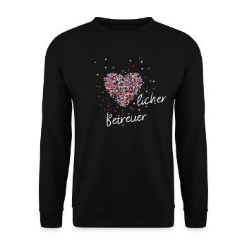 Herzliche Betreuung Herz für Pflegekräfte - Unisex Pullover - Schwarz - Vorne - Alina (178cm) & Michal (187cm)