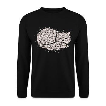 Schnurren Katzen Schlafshirt Kuschelshirt Geschenk - Unisex Pullover - Schwarz - Vorne - Alina (178cm) & Michal (187cm)