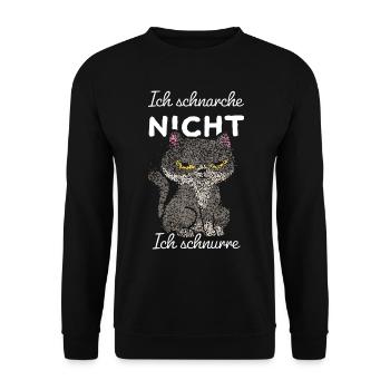 Schnurren Schlafshirt Schnarchshirt Morgenmuffel - Unisex Pullover - Schwarz - Vorne - Alina (178cm) & Michal (187cm)