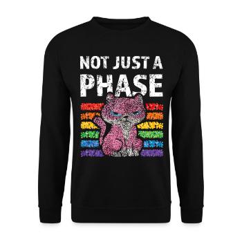 Not just a phase Regenbogen Lgbtq Pride Katzen - Unisex Pullover - Schwarz - Vorne - Alina (178cm) & Michal (187cm)