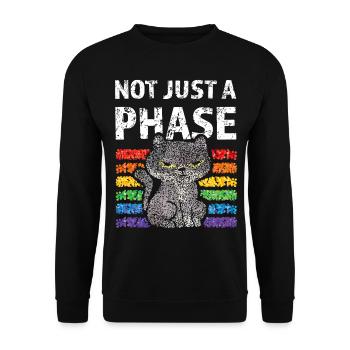 Regenbogen Not just a Phase Pride Katzen Schwul - Unisex Pullover - Schwarz - Vorne - Alina (178cm) & Michal (187cm)