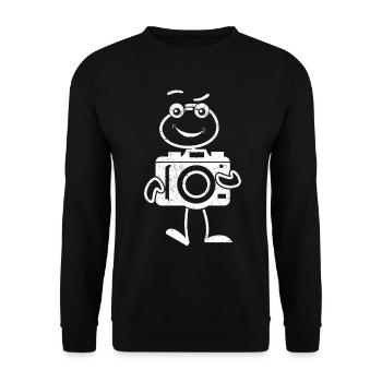 Camera Photographer Stick figure Photo Funny - Unisex Sweatshirt - black - Front - Alina (178cm) & Michal (187cm)