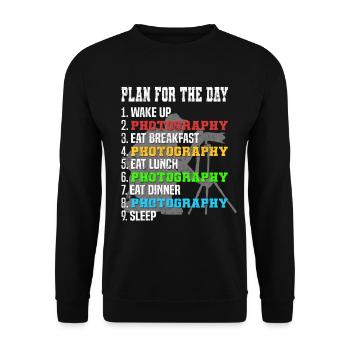 Photo plan for the day Camera-Photographer-Daily Schedule - Unisex Sweatshirt - black - Front - Alina (178cm) & Michal (187cm)