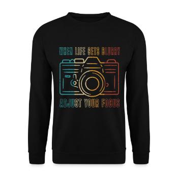 When life becomes blurry, fit your - Unisex Sweatshirt - black - Front - Alina (178cm) & Michal (187cm)
