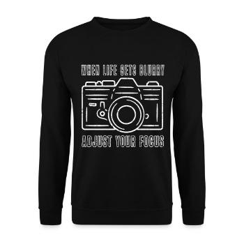 When life blurs, fit your - Unisex Sweatshirt - black - Front - Alina (178cm) & Michal (187cm)