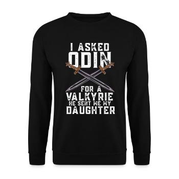 I Ask Odin For A Valkyre Viking Nordic Myth - Unisex Sweatshirt - black - Front - Alina (178cm) & Michal (187cm)