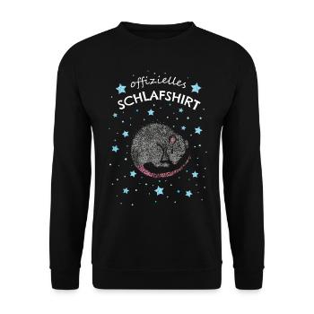 Offizielles Schlafshirt Morgenmuffel Maus Haustier - Unisex Pullover - Schwarz - Vorne - Alina (178cm) & Michal (187cm)