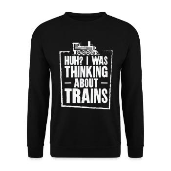 Zuglokomotive Transport Eisenbahnbegeisterte - Unisex Pullover - Schwarz - Vorne - Alina (178cm) & Michal (187cm)