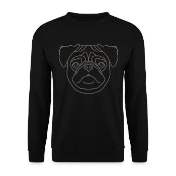 Hundekopf Motiv Tiermotiv mit Mops - Unisex Pullover - Schwarz - Vorne - Alina (178cm) & Michal (187cm)