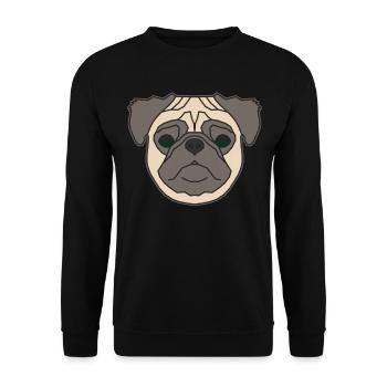 Hundekopf Motiv Tiermotiv mit Mops - Unisex Pullover - Schwarz - Vorne - Alina (178cm) & Michal (187cm)