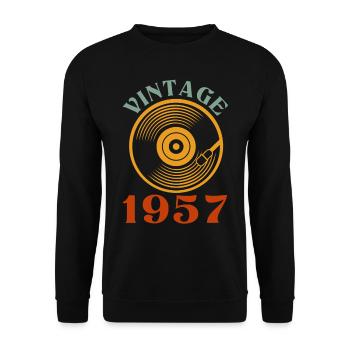65 birthday born in 1957 - Unisex Sweatshirt - black - Front - Alina (178cm) & Michal (187cm)