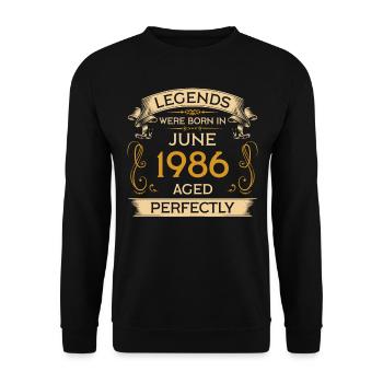 Birthday Legends est né en juin 1986 - Sweat-shirt Unisexe - noir - Devant - Alina (178cm) & Michal (187cm)