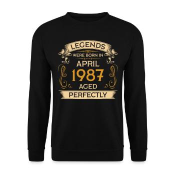 Geburtstag Legends Were Born In April 1987 - Unisex Pullover - Schwarz - Vorne - Alina (178cm) & Michal (187cm)