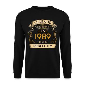 Les légendes d’anniversaire sont nées en juin 1989 - Sweat-shirt Unisexe - noir - Devant - Alina (178cm) & Michal (187cm)