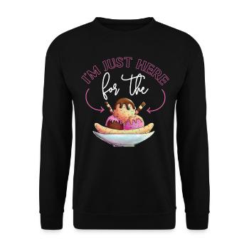 Crème glacée Je suis juste ici pour le - Sweat-shirt Unisexe - noir - Devant - Alina (178cm) & Michal (187cm)