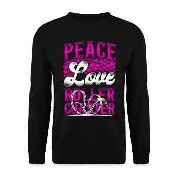 Roller Coaster Girl Vintage Peace - Unisex Pullover - Schwarz - Vorne - Alina (178cm) & Michal (187cm)