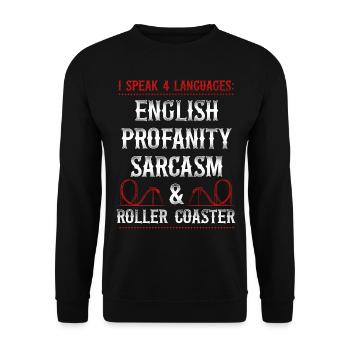 Roller Coaster Vintage I Speak 4 - Unisex Sweatshirt - black - Front - Alina (178cm) & Michal (187cm)
