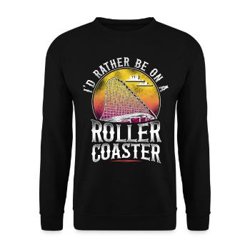 Roller Coaster Vintage Retro I'd - Unisex Pullover - Schwarz - Vorne - Alina (178cm) & Michal (187cm)