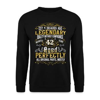 Vintage Légendaire - Vieilli parfaitement 42ème anniversaire - Sweat-shirt Unisexe - noir - Devant - Alina (178cm) & Michal (187cm)