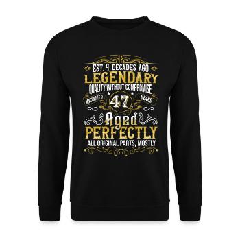 Vintage Légendaire - Vieilli parfaitement 47ème anniversaire - Sweat-shirt Unisexe - noir - Devant - Alina (178cm) & Michal (187cm)