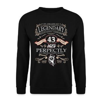 Vintage Légendaire - Vieilli parfaitement 43ème anniversaire - Sweat-shirt Unisexe - noir - Devant - Alina (178cm) & Michal (187cm)