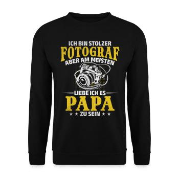 Fotokamera Kamera Fotografie Fotografen Papa - Unisex Pullover - Schwarz - Vorne - Alina (178cm) & Michal (187cm)