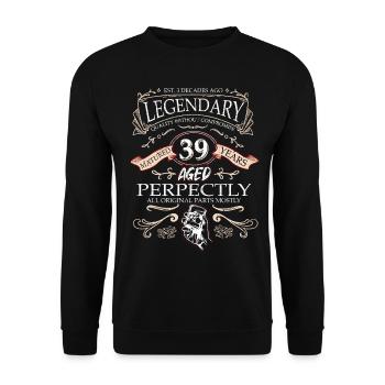Vintage Légendaire - Vieilli parfaitement 39ème anniversaire - Sweat-shirt Unisexe - noir - Devant - Alina (178cm) & Michal (187cm)