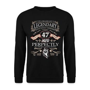 Vintage Légendaire - Vieilli parfaitement 47ème anniversaire - Sweat-shirt Unisexe - noir - Devant - Alina (178cm) & Michal (187cm)