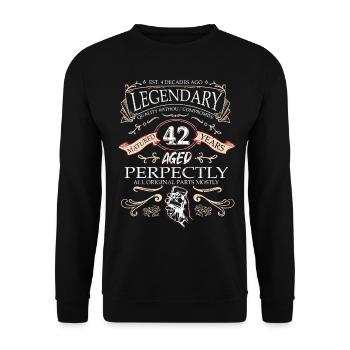 Vintage Légendaire - Vieilli parfaitement 42ème anniversaire - Sweat-shirt Unisexe - noir - Devant - Alina (178cm) & Michal (187cm)