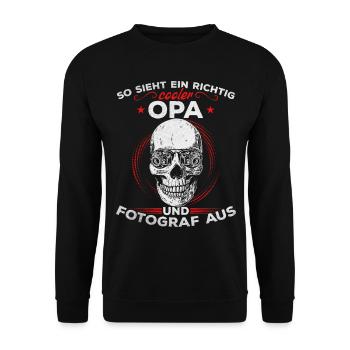 Fotograf Opa Kamera Fotografie Fotografen Opa - Unisex Pullover - Schwarz - Vorne - Alina (178cm) & Michal (187cm)