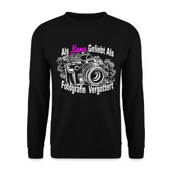 Als Mama geliebt als Fotografin Vergöttert I Mama - Unisex Pullover - Schwarz - Vorne - Alina (178cm) & Michal (187cm)