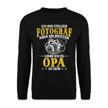 Fotokamera Kamera Fotografie Fotografen Opa - Unisex Pullover - Schwarz - Vorne - Alina (178cm) & Michal (187cm)